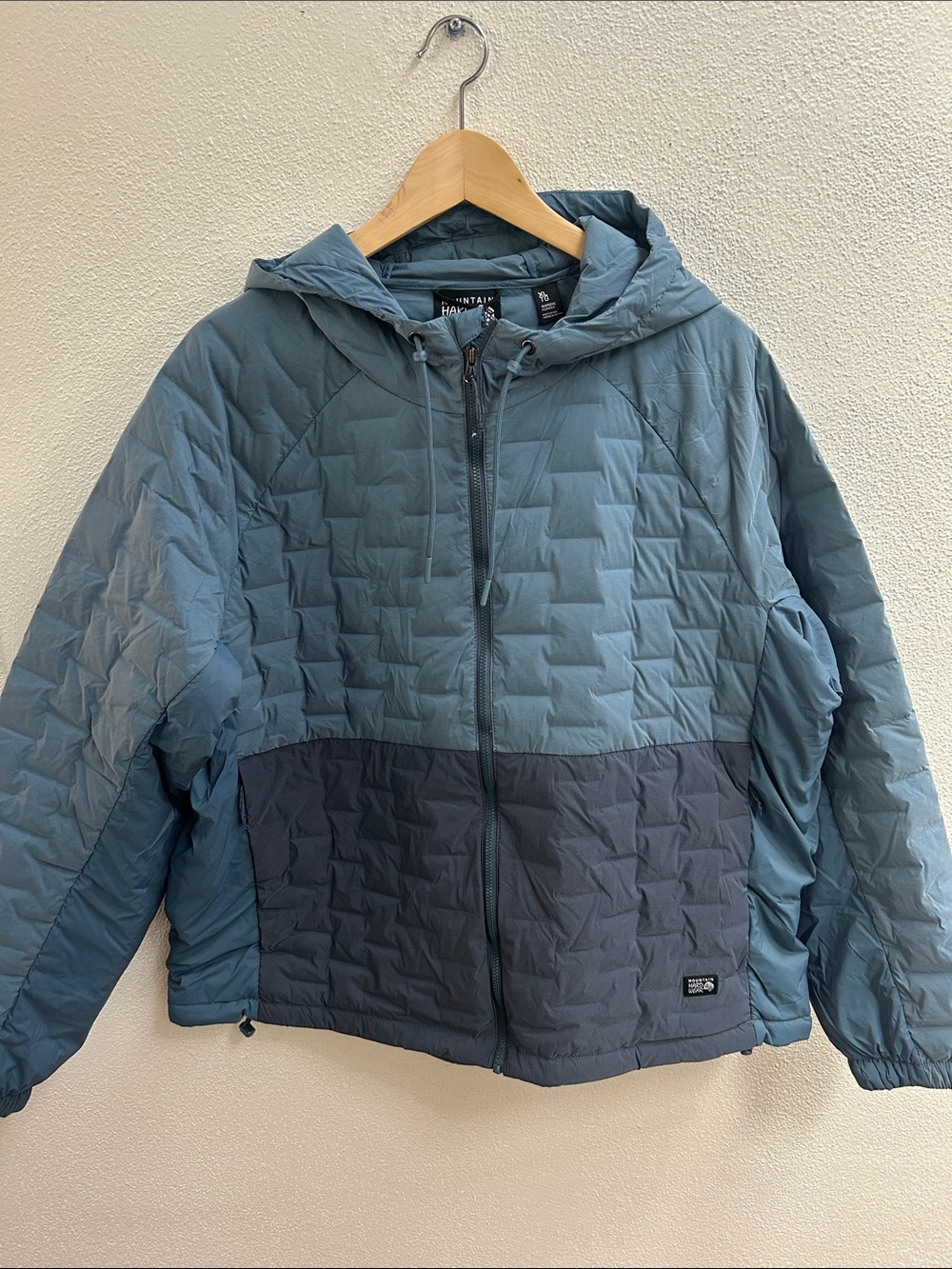 Mountain Hardwear Stretchdown lightweight hooded puffer jacket NWT size XL blue